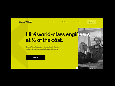 🤝 Orman Williams — homepage animation clean cms desktop homepage interaction landing page layout motion photography product design simple typography ui ux web web design website wordpress yellow