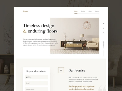 étages. ampersand clean elegant gold grid homepage landing landing page layout minimal serif simple typography ui ux web web design website white space wood