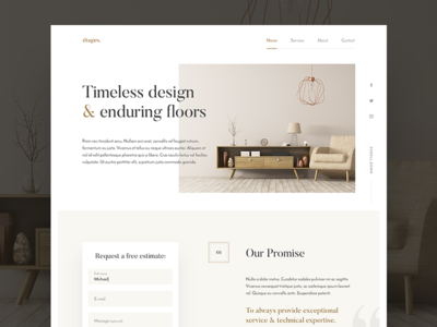 étages. ampersand clean elegant gold grid homepage landing landing page layout minimal serif simple typography ui ux web web design website white space wood