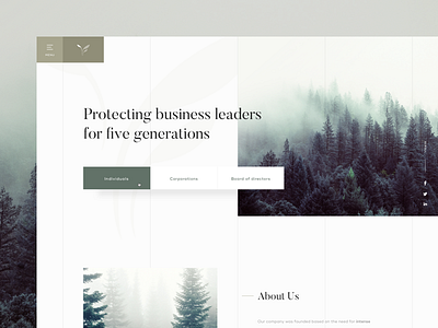 🌱 clean elegant forest green grid homepage insurance landing page layout minimal nature serif simple typography ui ux web webdesign website white space