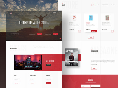 Redemption Valley ⛪️ bold cards christian clean ebook form grid homepage landing page layout minimal red shop simple typography ui ux web website white space