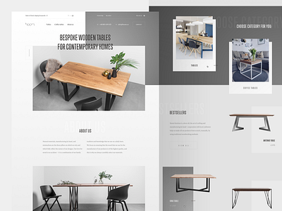 H. 🌿 clean condensed elegant furniture homepage landing page layout minimal monochromatic premium products serif simple typography ui ux web website white space wood