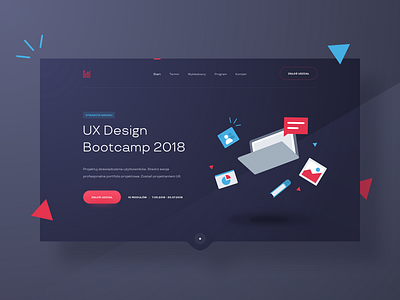 UX Bootcamp 👨🏼‍💻 blue clean gradient header hero homepage illustration landing landing page layout masthead minimal red simple tag typography ui ux web website