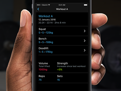 Strength tracking app - Completed workout