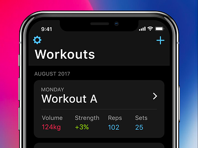 Strength tracking app overview ios iphone x strength tracking training workout