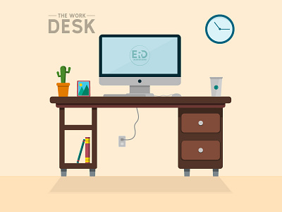 The Work Desk Illustration app background emilioriosdesigns flat graphicdesigner icon logo wallpaper