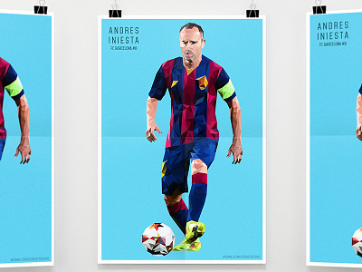 Iniesta Low Poly andres iniesta barca barcelona cubism iniesta low poly mock up poster poster design soccer