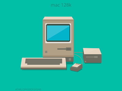 Mac 128k 90s apple classic emilioriosdesigns flat flatdesigner icon icondesign icons ui