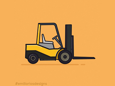 Forklift Illustration design emilioriosdesigns flat flat icon forklift icon illustrator line art photoshop yellow