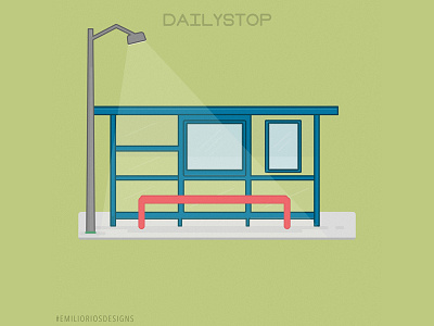 Daily Stop bench bus bus stop emilioriosdesigns flat flat design icon icon design illustration illustrator line art