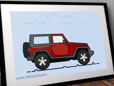 Gotta Love Jeeps! art car emilioriosdesigns flat flat design icon icon design jeep jeeps line art logo
