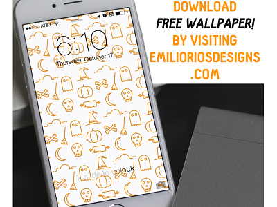 FREE WALLPAPER DOWNLOAD! emilioriosdesigns free download ghost halloween illustrator iphone mock up pattern photoshop pumpkin wallpaper