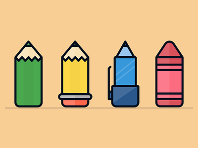 Writing Tools crayon emilioriosdesigns icon icons illustration illustrator line art line icon pen pencil tools writing