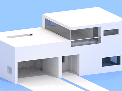 3D Modern House 3d blend blender blue building cubism emilioriosdesigns house light low poly progress sun