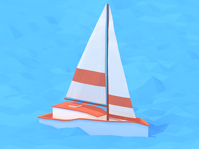 Sailboat in Color 3animation 3d 3d render animation blender emilioriosdesigns gif low poly ocean render sail boar water