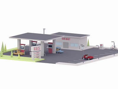 Gas Station 3d 3d render blender cubism emilioriosdesigns gas station low poly render station