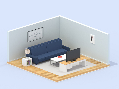 Living Room Update Render 3d architecture design blender emilioriosdesigns interior interior design lighting low poly