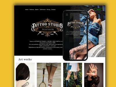 tatoo studio design landingpage ui ux web