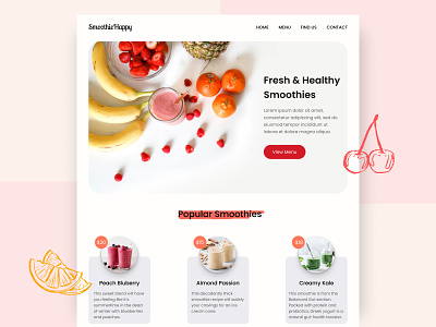 Homepage for Smoothies Restaurant design uiux webdesign