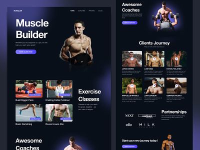 Musclen - Workout Studio Landing Page dark landing page ui website