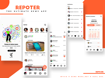 Repoter Modern iPhone X App UI Design