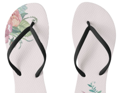 beautiful rose flowers background flip flops