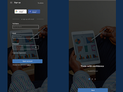 Sign Up mobile ui mobileui mutual fund sign up signup ui uidesigner