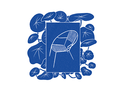 Day to Day sightings blue and white chair colourful design graphic design illustration illustrator plants procreate