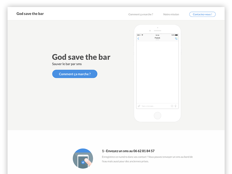 Simple landing page - God save the bar fishing florent lenormand god save the bar landing minimalistic page product page simple ui visual design web