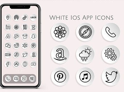 White iOS icons app app icons design flat icon illustration ios 14 ios app ios app design ios icons logo white icons