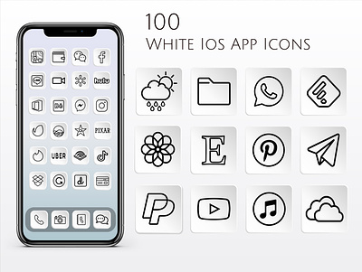 White iOS icons designs app app icons flat icon icons illustration ios ios 14 ios app design ios icons logo white icons