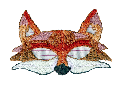 Fox Mask embroidery fox illustration orange stitches