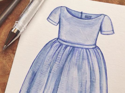 Periwinkle Dress blue dress illustration painting vintage watercolor watercolour
