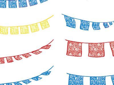 Flags blue bunting flags pattern primary colours red yellow