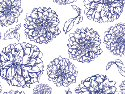 Blue Dahlias blue botanical floral flower pattern repeat pattern