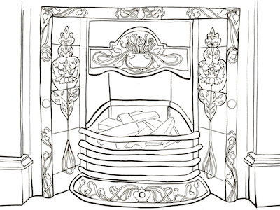 The Fireplace drawing fireplace illustration outline