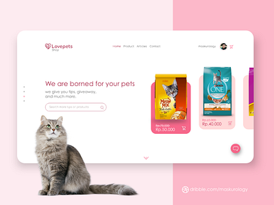 Pets food website store design. adobe adobexd branding cat design flat graphic design store typography ui ux website