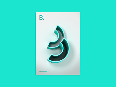 Alphabet Poster "B" - 02/26 3d art 3d extrution photoshop poster design shape type poster
