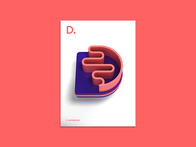 Alphabet Poster "D" - 04/26 3d art 3d extrution illustraion photoshop poster design shape typeposter