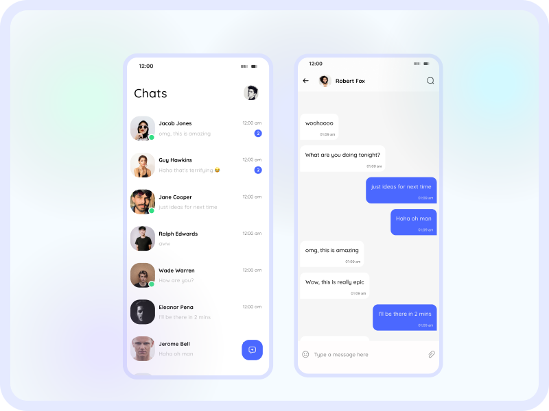 Chat App's UI Design by vish on Dribbble