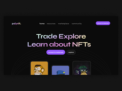 NFT Trading and education landing page