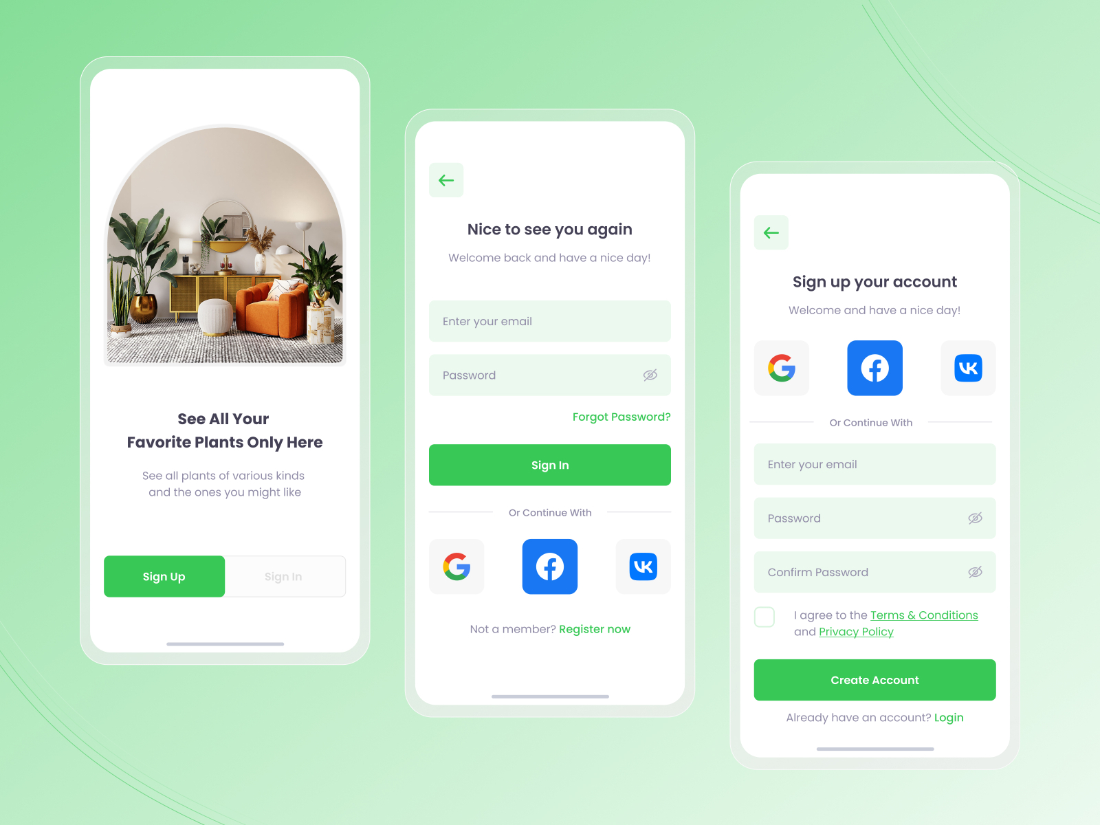 Sign Up - Sign In MongPlants App design by Rizki Haddi Prayoga on Dribbble