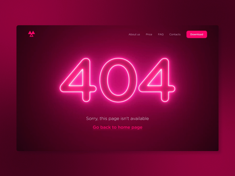 Neon 404 page 404 page adobe animation design interface ui userinterface ux webdesign website