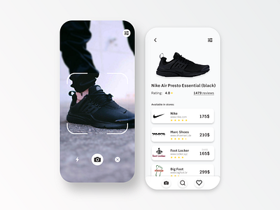 Shoot & Shop app app branding clean interface marketing minimalist mobile mobile app design nike online shop shoes simple ui uiux ux