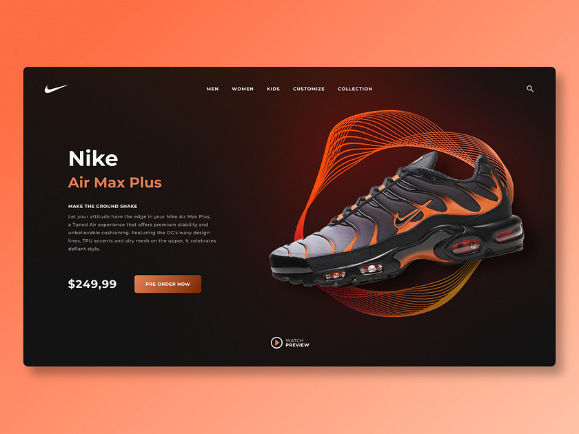 Nike shoe commercial page by Henke Thunder on Dribbble