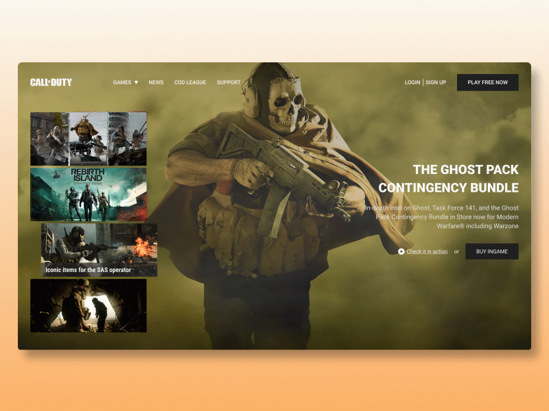 COD Warzone website animation battle royale call of duty gaming gaming website ui userinterface ux video games warzone webdesign website