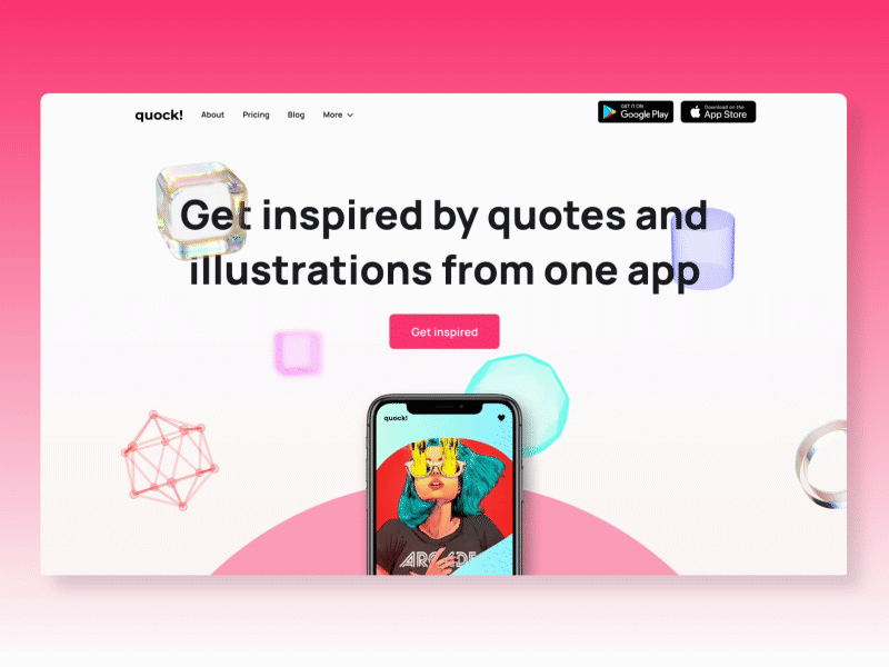 Landing page for the app