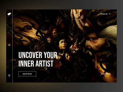 Painters school website caravaggio classical art dark ui ux webdesign website