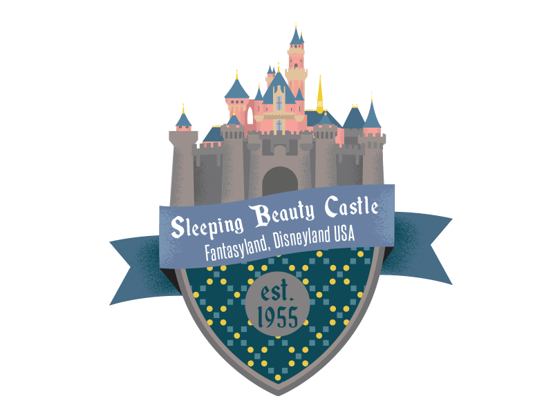 Sleeping Beauty Castle Badge badge castle disneyland gif icons illustration