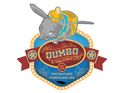 Dumbo Badge Dribbble badges disney disneyland dumbo icons illustration theme park